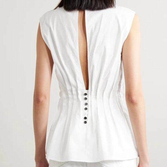 KHAITE Tops - NWT$1,280 Khaite Westin Pintucked Seamed Cotton Poplin Top Sz 10 M